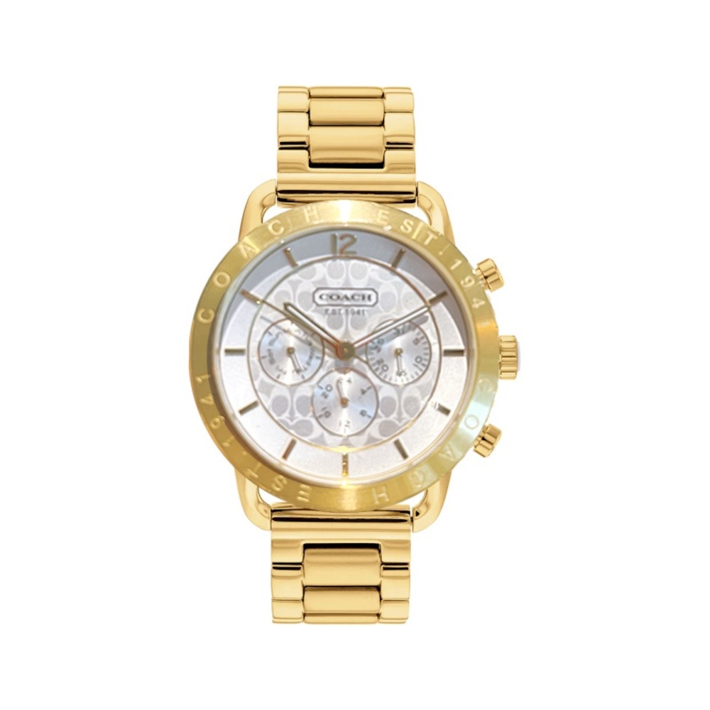 Coach Watch Gold Chronograph with White Face